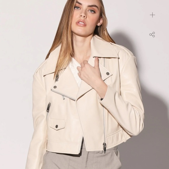 Walter Baker Light Beige Leather Jacket - Picture 1 of 11